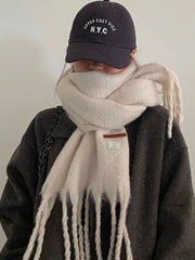 Keep Warm Tasseled Velvet Shawl&Scarf