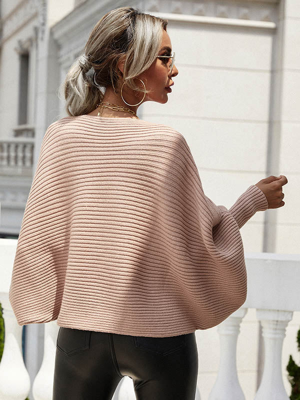 Casual Loose 6 Colors Off-The-Shoulder Long Sleeves Sweater Top