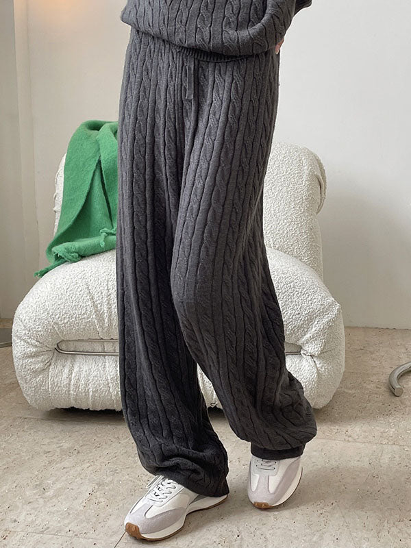 Original Creation Wide Leg Loose Jacquard Solid Color Casual Pants Bottoms