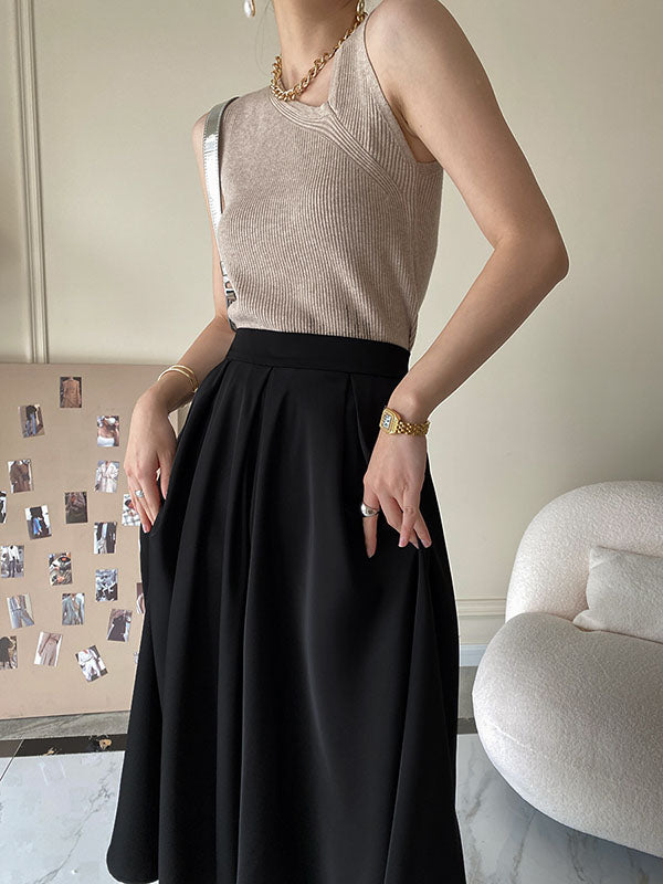 Asymmetric Solid Color Sleeveless V-Neck Vest Top