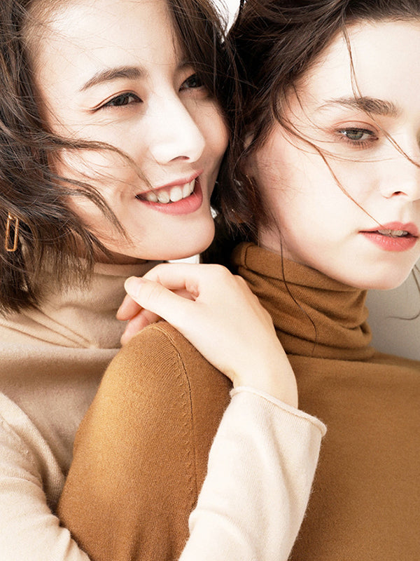 Casual Skinny Long Sleeves Solid Color Heaps Collar Sweater Tops Pullovers
