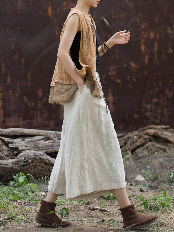 Pleated Split-Joint High Waisted Loose Trousers Pants