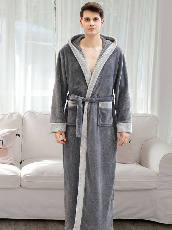 Comfortable Hooded Bandage Warm Pajama Robe