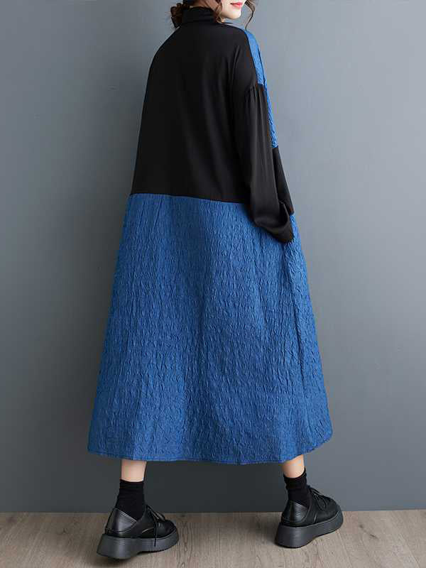 Asymmetric Buttoned Split-Joint High-low Long Sleeves Lapel Midi Dresses