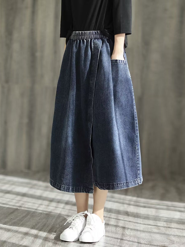 Asymmetric Elasticity Split-Joint Loose Skirts
