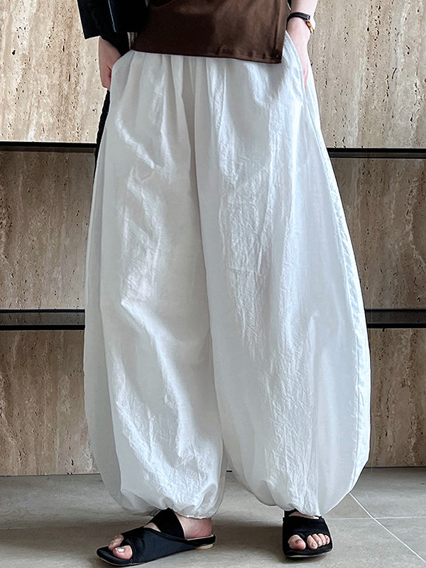 Elasticity Solid Color Split-Joint Harem Pants High Waisted Trousers Pants
