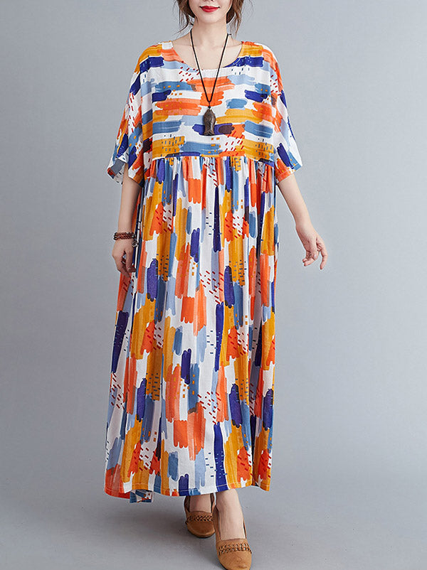 Original Print Round-Neck Dress