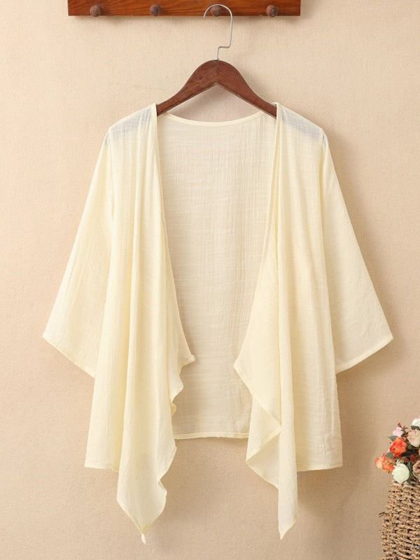 Pleated See-Through Solid Color Loose Sun-Protection Outerwear