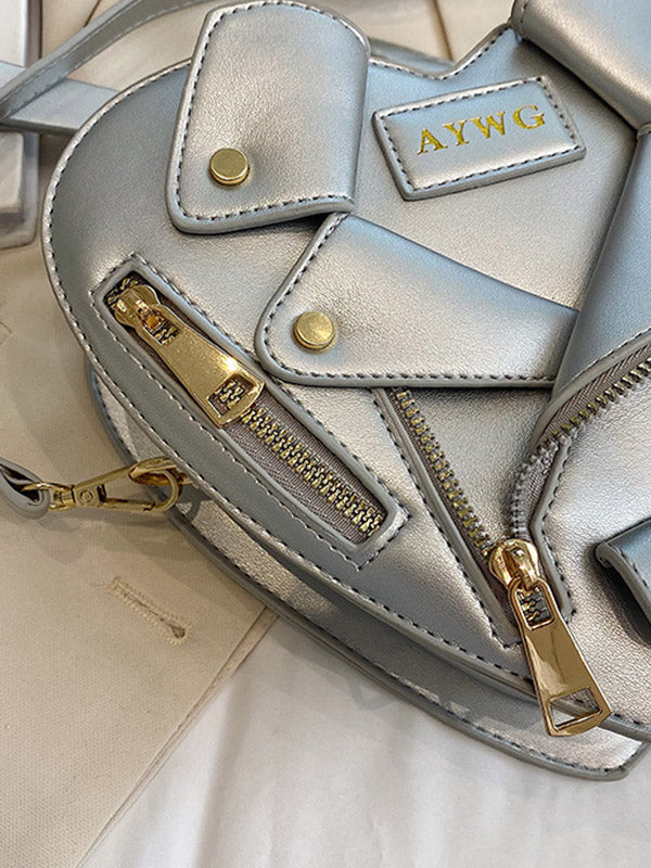 Heart Shape Split-Joint Zipper Handbags Crossbody Bags Bags