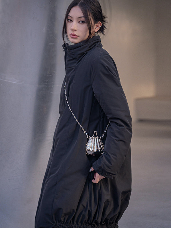 Urban Long Sleeves Solid Color Zipper High-Neck Padded Coat