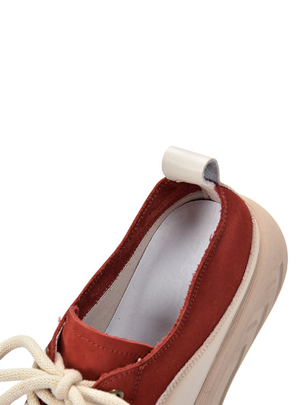 Contrast Color Lace-Up Platform Shoes Casual Shoes