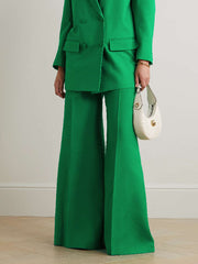 Wide Leg Solid Color Flared Trousers Pants