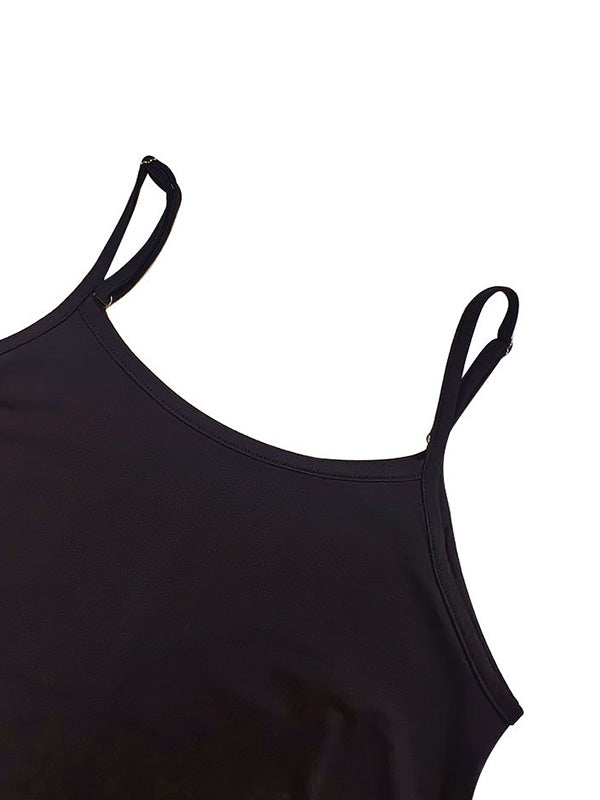 Asymmetric Solid Color Loose Sleeveless Spaghetti-Neck Maxi Dresses