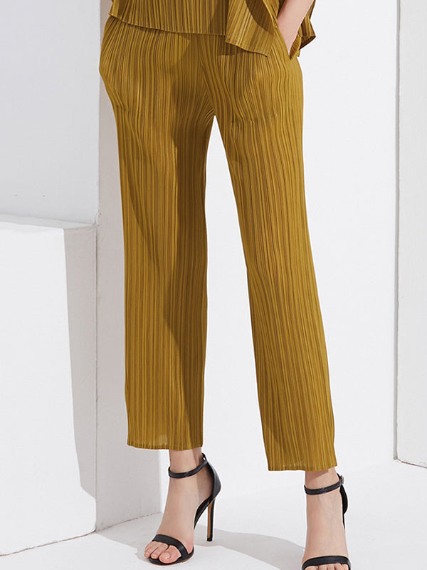 15 Colors Loose Elasticity High Waisted Wide Leg Pleated Pants