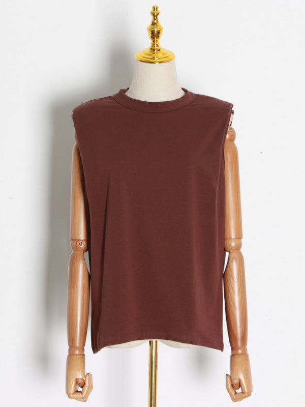 Solid Color Cap Sleeve Loose Round-Neck T-Shirts