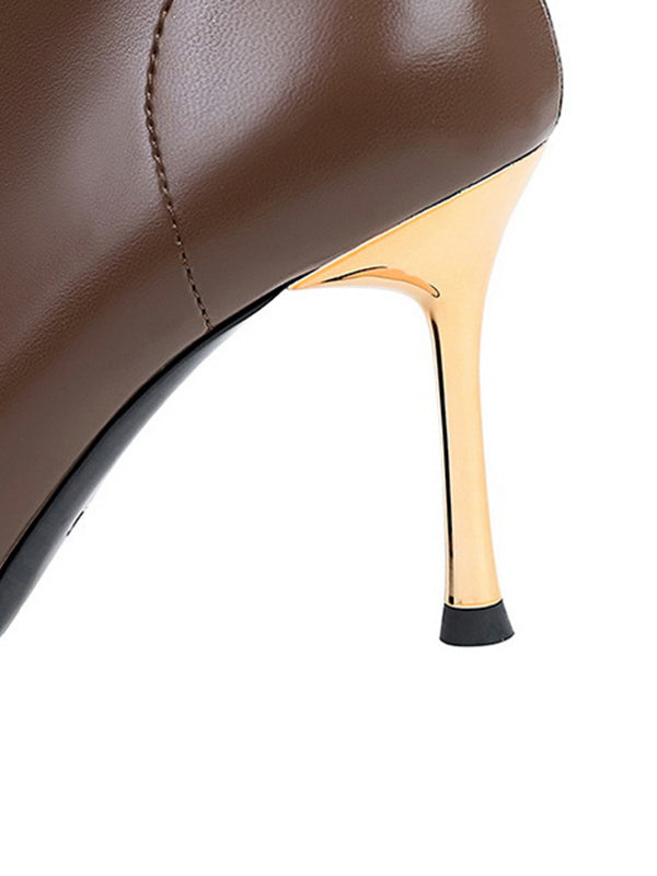 Pointed-Toe Split-Joint Pumps Boots