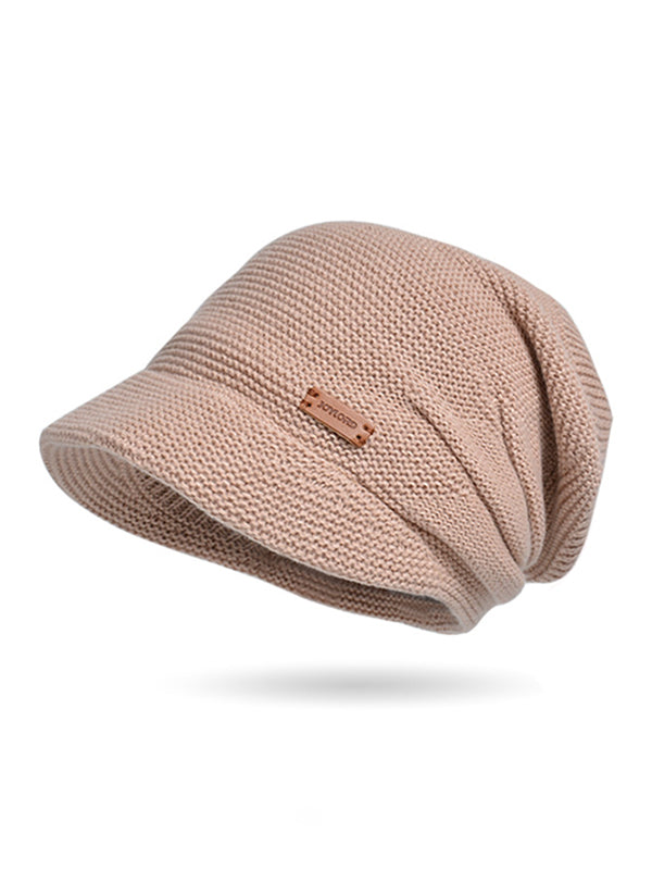 Flat Brim Solid Color Split-Joint Knitted Hats Hats