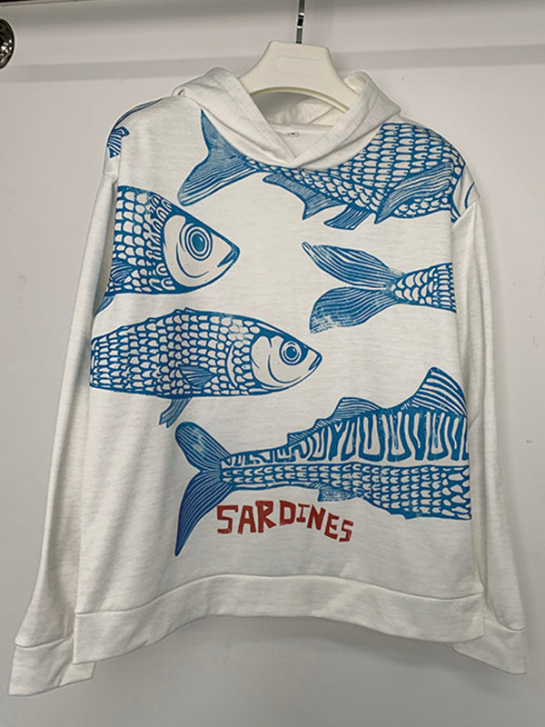 Letter Print Long Sleeves Hooded Hoodies Tops