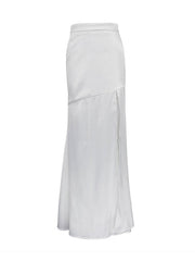 Solid Color Split-Joint Split-side Zipper High Waisted Loose Skirts Bottoms