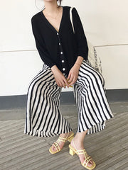 Striped Loose Wide Leg Casual Pants Bottoms