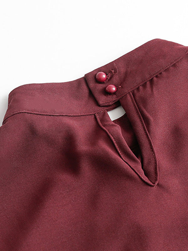 Urban Solid Color Light Maturity Puff Sleeve Shirt