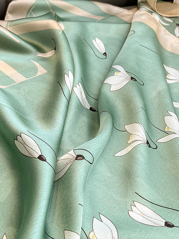 Floral Printed Letter Print Sun Protection Wrap Scarf