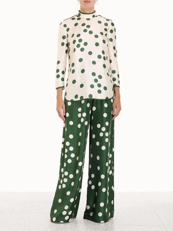 Casual Wide Leg Polka-Dot Elasticity Pants