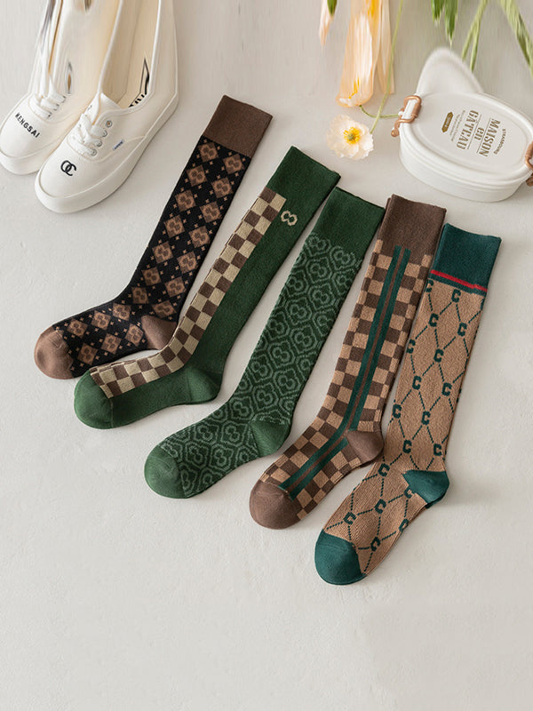 Stylish Selection Skinny Leg Checkered Socks Accessories