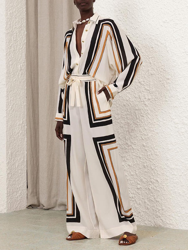 Long Sleeves Loose Plaid Striped Lapel Blouses&Shirts Tops