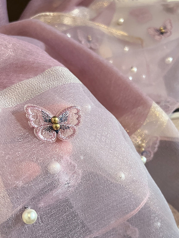 Applique Butterfly Shape Beaded Keep Warm Scarf