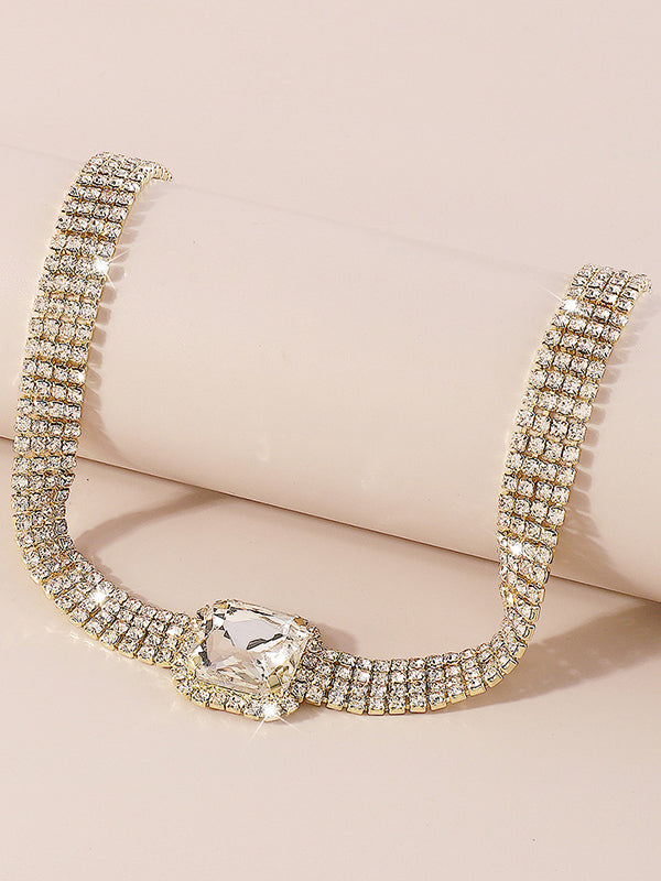Geometric Rhine Stones Necklaces Accessories
