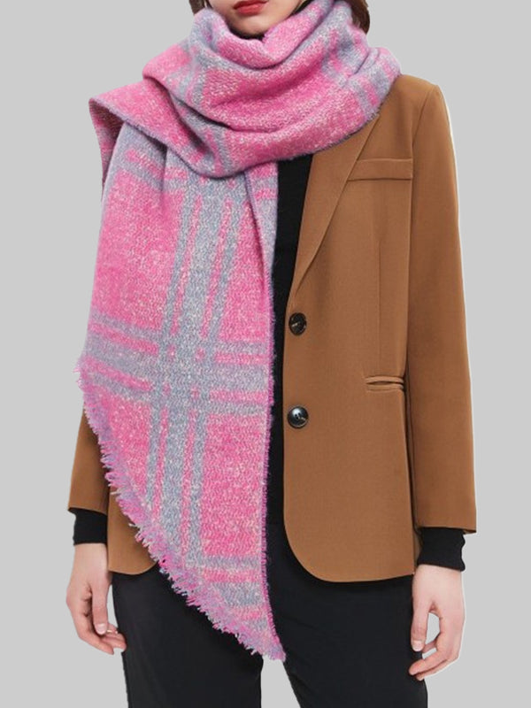 Keep Warm Plaid Tasseled Thick Shawl&Scarf