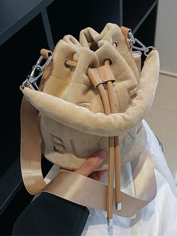 Drawstring Letter Print Handbags Crossbody Bags