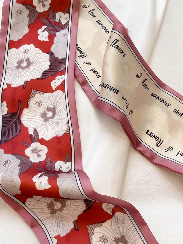 Original Floral Printed Hair Band&Silk Scarf