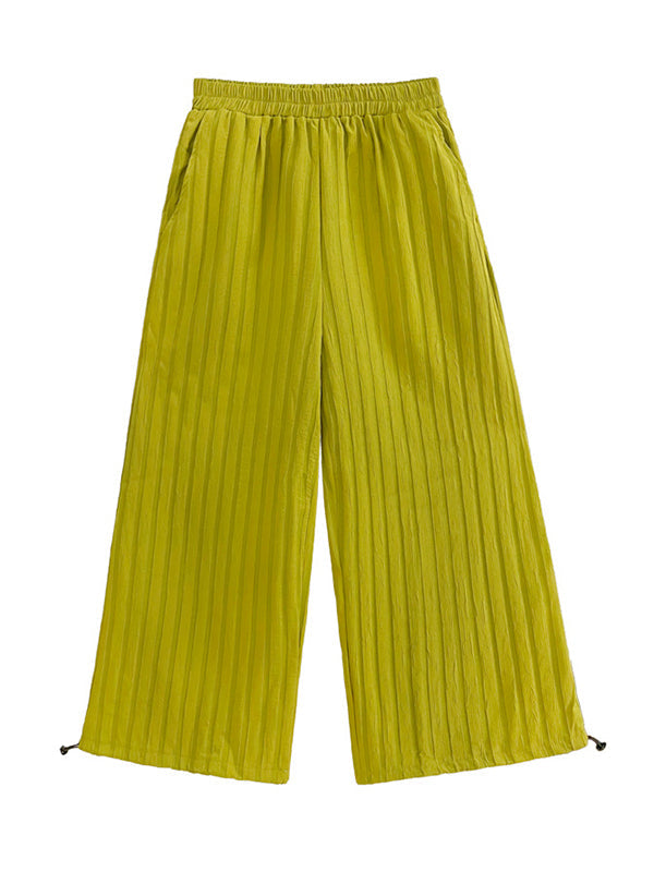 Ninth Pants Drawstring Striped  Wide Leg  Pants Bottoms