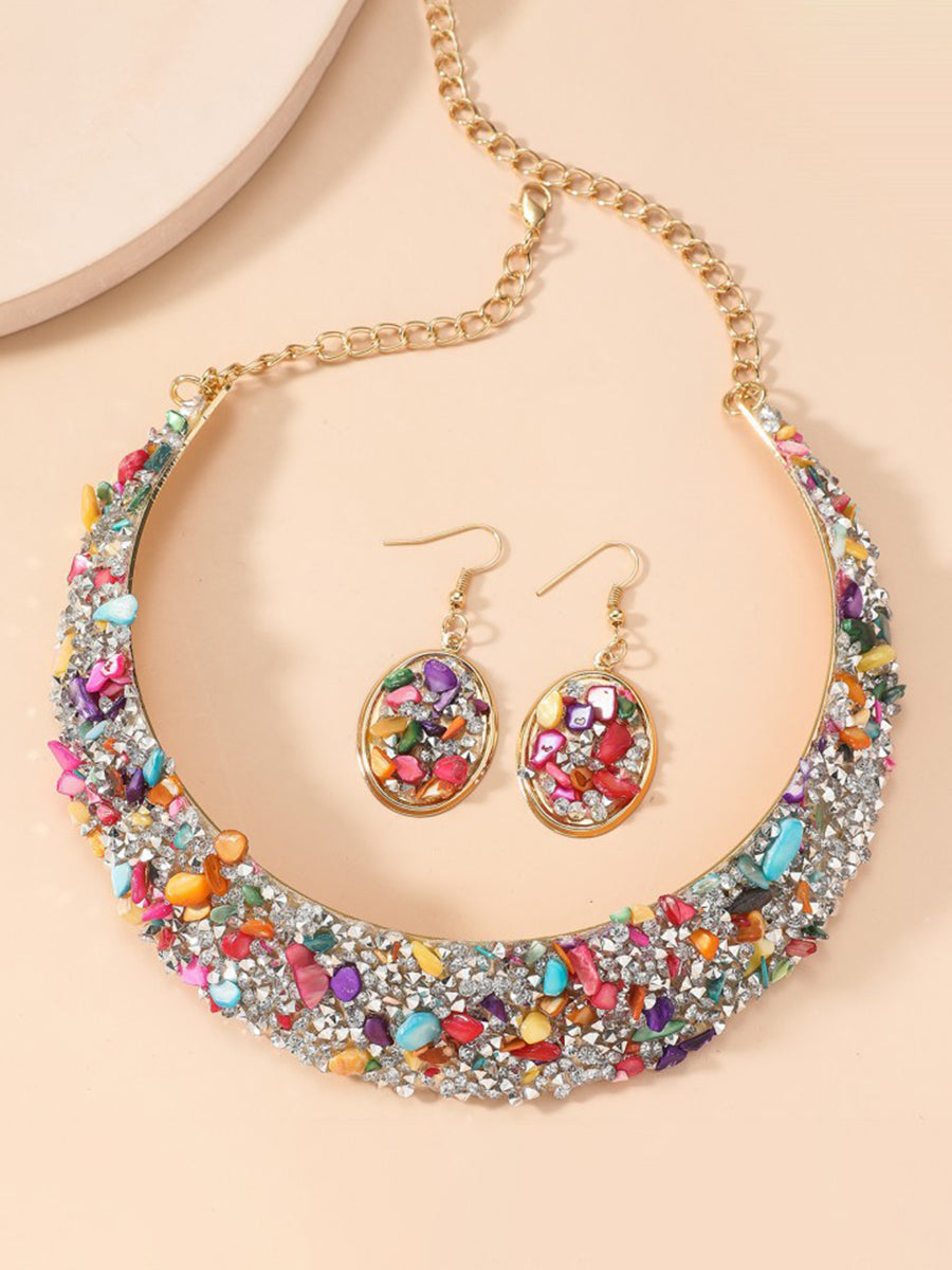Geometric Rhine Stones Shiny Irregularity Sets Necklaces Accessories Earrings Accessories