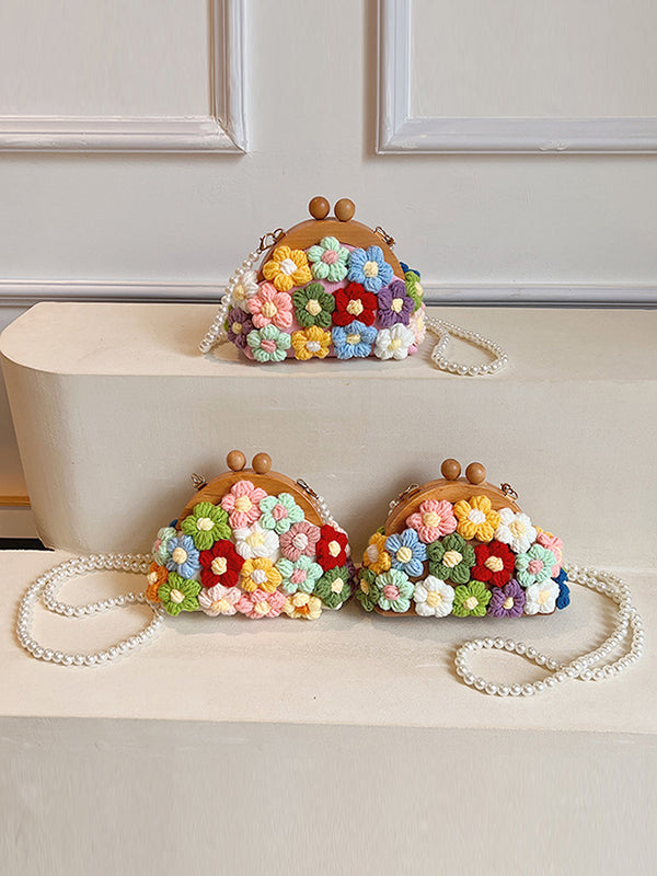 Chains Flower Shape Handbags Crossbody Bags