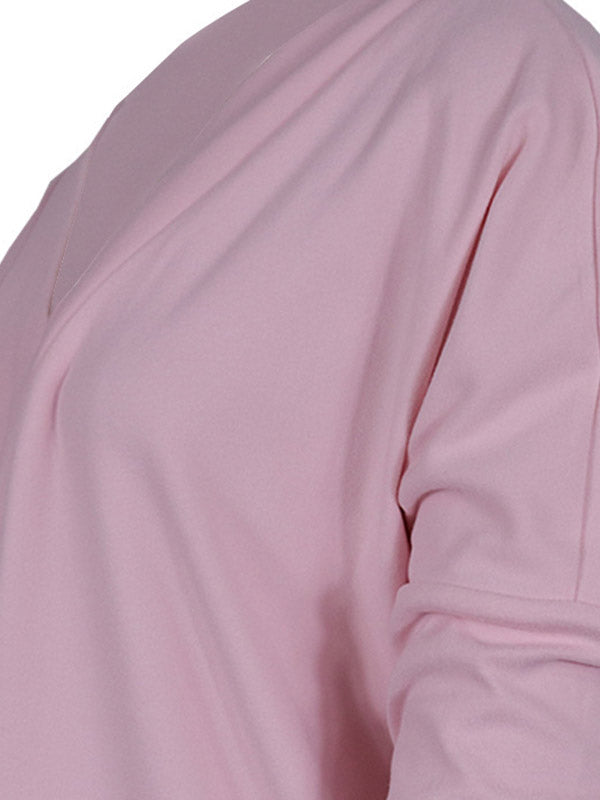 Buttoned Long Sleeves Loose V-Neck T-Shirts Tops