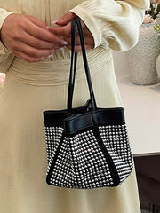 Rhine Stones Shiny Split-Joint Zipper Handbags Crossbody Bags