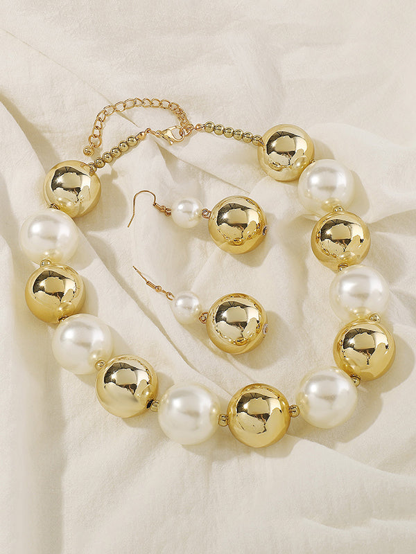 Contrast Color Geometric Necklaces Accessories + Drop Earrings