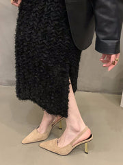 Hollow Pointed-Toe Split-Joint Sling Shoes Sandals Pumps