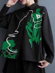 Asymmetric Split-Joint Long Sleeves Loose Lapel Blouses