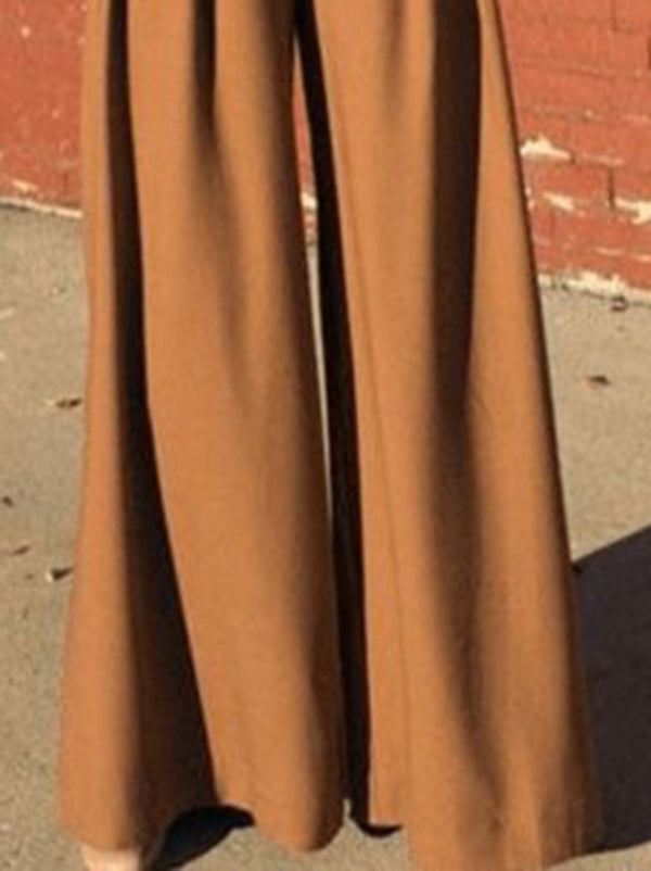 Pleated Split-Joint High Waisted Loose Trousers Pants