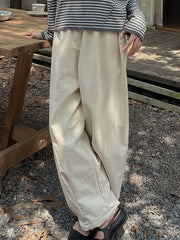 Elasticity High-Waisted Pleated Solid Color Split-Joint Harem Pants Loose Trousers Pants