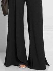Solid Color Split-side Loose Wide Leg Trousers Pants