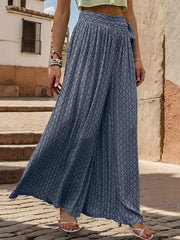 Printed Tied Waist Loose Wide Leg Pants