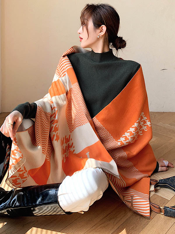 Imitation Cashmere Printed Double-Side Shawl Scarf