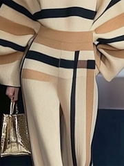 Striped Loose Wide Leg Trousers Casual Pants Bottoms
