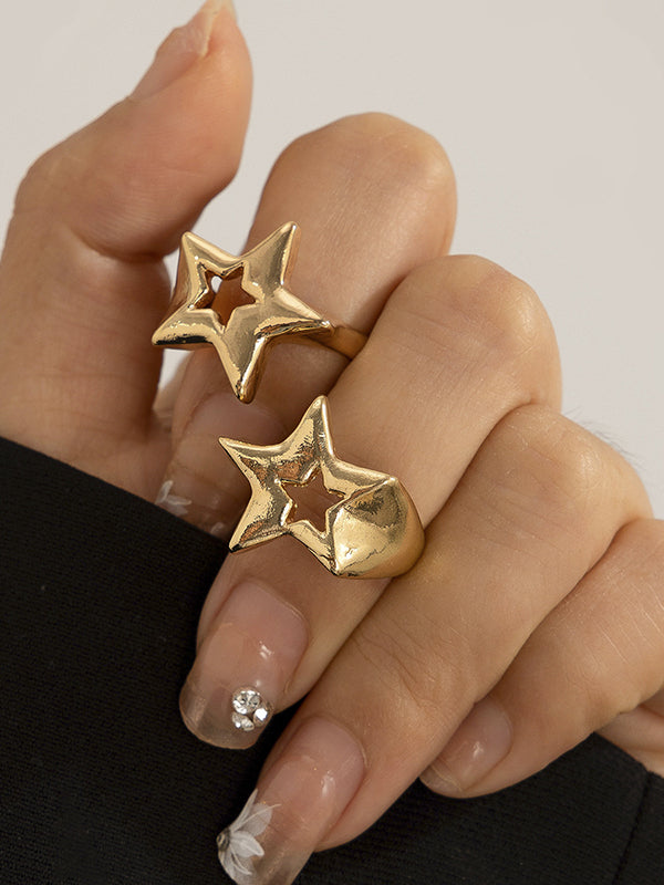 Adjustable Hollow Star Shape Normcore Rings Accessories