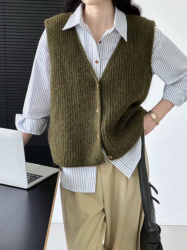 Buttoned Pockets Striped Long Sleeves Loose Lapel Blouses&Shirts Tops